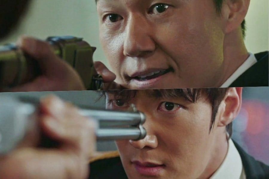 Les tensions s'intensifient alors que Park Sung Woong arrête Choi Jin Hyuk sous la menace d'une arme à feu dans 