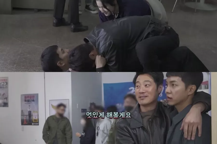 Lee Seung Gi et Lee Hee Joon se donnent à fond dans une scène de combat, même dans les coulisses, dans 