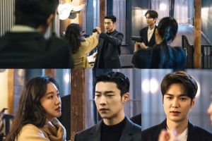 Kim Go Eun pointe une arme sur Woo Do Hwan dans "Le Roi: Monarque éternel"