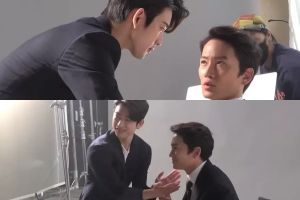 Ji Sung et Jinyoung de GOT7 se taquinent avec amour lors de la séance photo de l'affiche "The Devil Judge"
