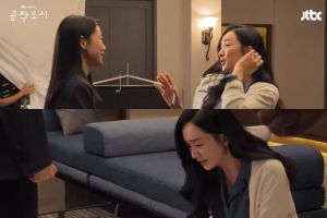 Soo Ae et Lee Yi Dam gardent les choses légères pendant qu'ils filment une scène de mendicité difficile dans "Artificial City"