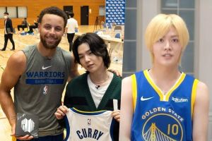 Suga de BTS et Yuta de NCT traînent avec Stephen Curry et Golden State Warriors avant NBA Japon