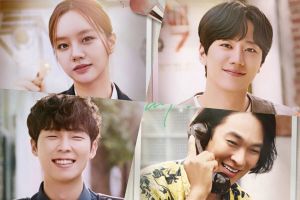 Hyeri, Lee Jun Young, Song Duk Ho et Lee Kyu Han sont tous souriants sur les affiches de "May I Help You?"