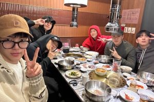 MONSTA X partage des photos de tout le groupe en train de manger, y compris Shownu avant l'enrôlement de Minhyuk